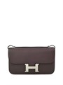 HERMES сумка Constance 23 см кожа Эпсом шоколадная серебро СК-00868