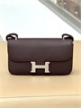 HERMES сумка Constance 23 см кожа Эпсом шоколадная серебро СК-00868