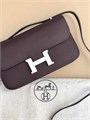 HERMES сумка Constance 23 см кожа Эпсом шоколадная серебро СК-00868