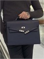 HERMES Портфель Того синий с клапаном с замком на двух лямках ПР-2232