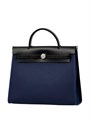 HERMES Herbag сумка 31 см синий текстиль черная кожа серебро СК-01233