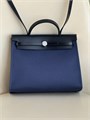 HERMES Herbag сумка 31 см синий текстиль черная кожа серебро СК-01233