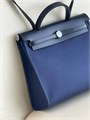 HERMES Herbag сумка 31 см синий текстиль черная кожа серебро СК-01233