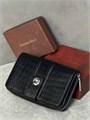 SR кошелек черный крокодил хлястик на магните КЛ-2479