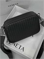 BV мессенджер комбинированная гладкая черная кожа с плетением на молнии и доп карманом с переди МС-00849