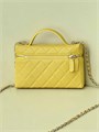 CHANEL сумка Vanity с ручкой кожа икра клетка желтая золото СК-01542