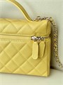 CHANEL сумка Vanity с ручкой кожа икра клетка желтая золото СК-01542
