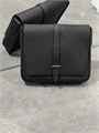 HERMES мессенджер с клапаном хлястик по середине черный МС-2374