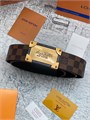 LV ремень коричневая шашка закрытая пряжка надпись курсив РМ-1268