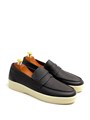 LORO PIANA лоферы низкие кожа кофейные с белой высокой подошвой ОК-2456