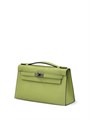 HERMES клатч POCHETTE 22 см салатовая кожа крокодила серебро СК-00372