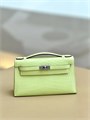 HERMES клатч POCHETTE 22 см салатовая кожа крокодила серебро СК-00372