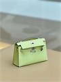 HERMES клатч POCHETTE 22 см салатовая кожа крокодила серебро СК-00372