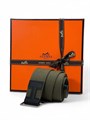 HERMES ремень зеленый текстильный пряжка черная кожа РМ-1226