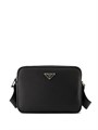 PRADA мессенджер черная  кожа того на замке МС-00189
