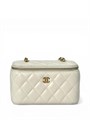 CHANEL сумка Vanity гладкая кожа белая маленький логотип золото СК-01271