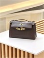 HERMES клатч POCHETTE 22 см коричневая кожа крокодила золото СК-00369