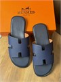 HERMES Тапочки синие кожа эпсом синяя стелька ОЛ-2336