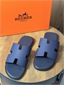 HERMES Тапочки синие кожа эпсом синяя стелька ОЛ-2336