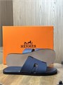 HERMES Тапочки синие кожа эпсом синяя стелька ОЛ-2336
