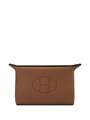 HERMES мессенджер кожа того с перфорированным логотипом оранжевого цвета МС-0793