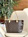 LV сумка тоут Neverfull MM коричневая монограмма бежевая ткань маленькая СК-01318