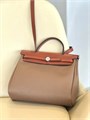 HERMES Herbag сумка 31 см хаки текстиль коричневая кожа СК-01449