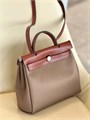 HERMES Herbag сумка 31 см хаки текстиль коричневая кожа СК-01449