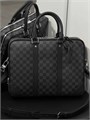 LV портфель большой с двумя разделами на молниях канва серая шашка ПР-0089