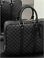 LV портфель большой с двумя разделами на молниях канва серая шашка ПР-0089