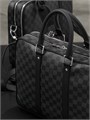 LV портфель большой с двумя разделами на молниях канва серая шашка ПР-0089