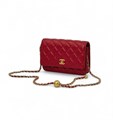 CHANEL сумка Woc гладкая кожа в клетку красная золото OLD СК-9807