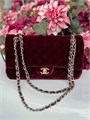CHANEL сумка 2.55 бархат в клетку 25 см шампань бордовая золото СК-00736