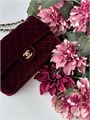 CHANEL сумка 2.55 бархат в клетку 25 см шампань бордовая золото СК-00736