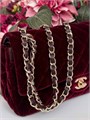 CHANEL сумка 2.55 бархат в клетку 25 см шампань бордовая золото СК-00736