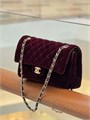 CHANEL сумка 2.55 бархат в клетку 25 см шампань бордовая золото СК-00736
