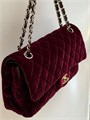 CHANEL сумка 2.55 бархат в клетку 25 см шампань бордовая золото СК-00736