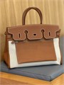 HERMES Birkin 35 см сумка вывернутая кэмел барения текстиль СК-00468