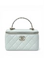 CHANEL сумка Vanity с металлической ручкой кожа икра голубая золото СК-01259