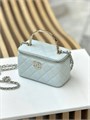 CHANEL сумка Vanity с металлической ручкой кожа икра голубая золото СК-01259