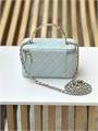 CHANEL сумка Vanity с металлической ручкой кожа икра голубая золото СК-01259