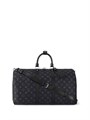 LV дорожная сумка Keepall 45 см серая монограмма черная кожа с кожаным плечевым ремнем ДС-1728