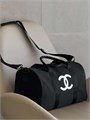 CHANEL дорожная сумка 45 см текстиль черная лого белый ДС-00796