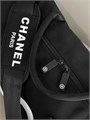 CHANEL дорожная сумка 45 см текстиль черная лого белый ДС-00796