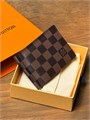 LV зажим 4 визитки коричневая шашка ЗК-0631