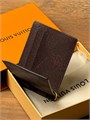 LV зажим 4 визитки коричневая шашка ЗК-0631