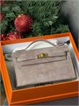 HERMES клатч POCHETTE замша бежевая золото СК-00706