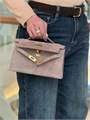 HERMES клатч POCHETTE замша бежевая золото СК-00706