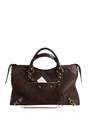 BALENCIAGA сумка Le City Medium замша и кожа коричневая золото СК-01654