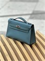 HERMES клатч POCHETTE 22 см голубая кожа свифт серебро СК-01297